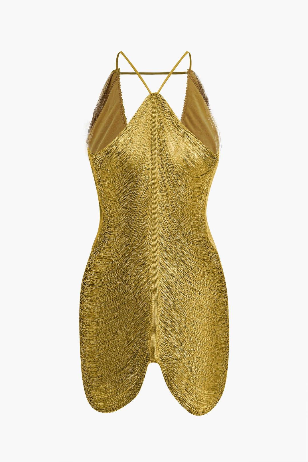 Fynelle-boutique Robes Mini robe à col en V et franges
