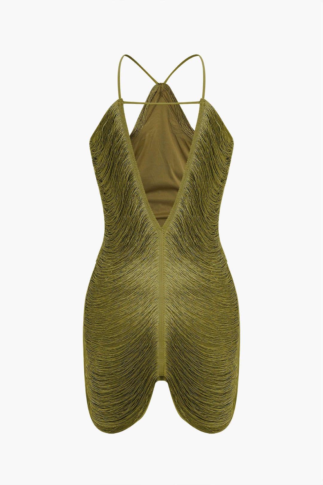 Fynelle-boutique Robes Mini robe à col en V et franges