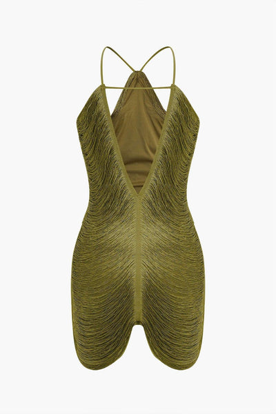 Fynelle-boutique Robes Mini robe à col en V et franges