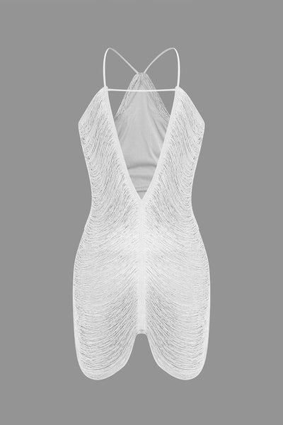 Fynelle-boutique Robes Mini robe à col en V et franges