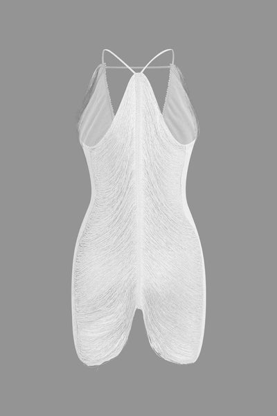 Fynelle-boutique Robes Mini robe à col en V et franges