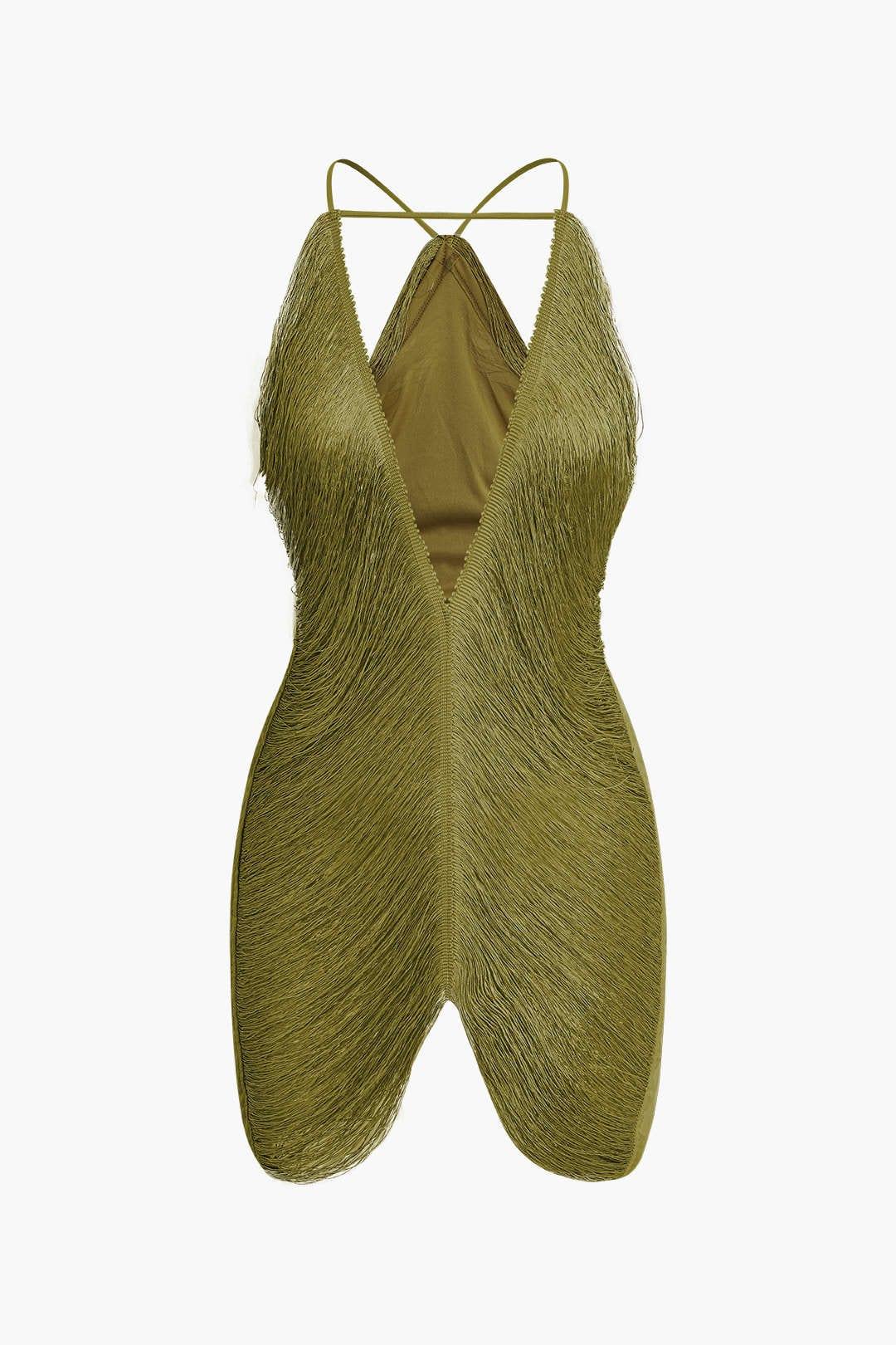 Fynelle-boutique Robes Mini robe à col en V et franges