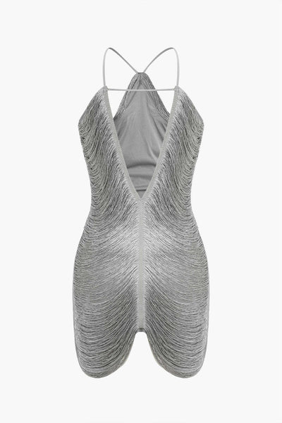 Fynelle-boutique Robes Mini robe à col en V et franges