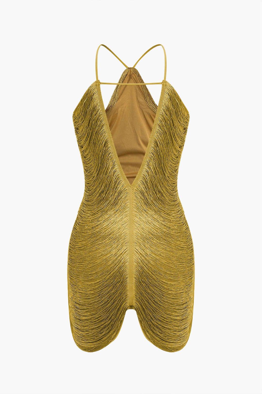 Fynelle-boutique Robes Mini robe à col en V et franges