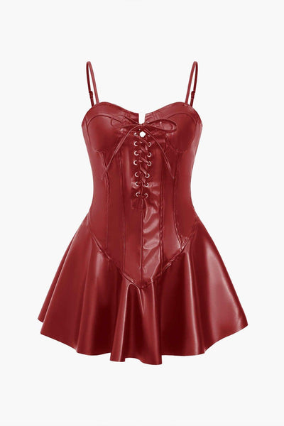 Fynelle-boutique Mini Dresses Rouge / XS Mini Robe Cuir