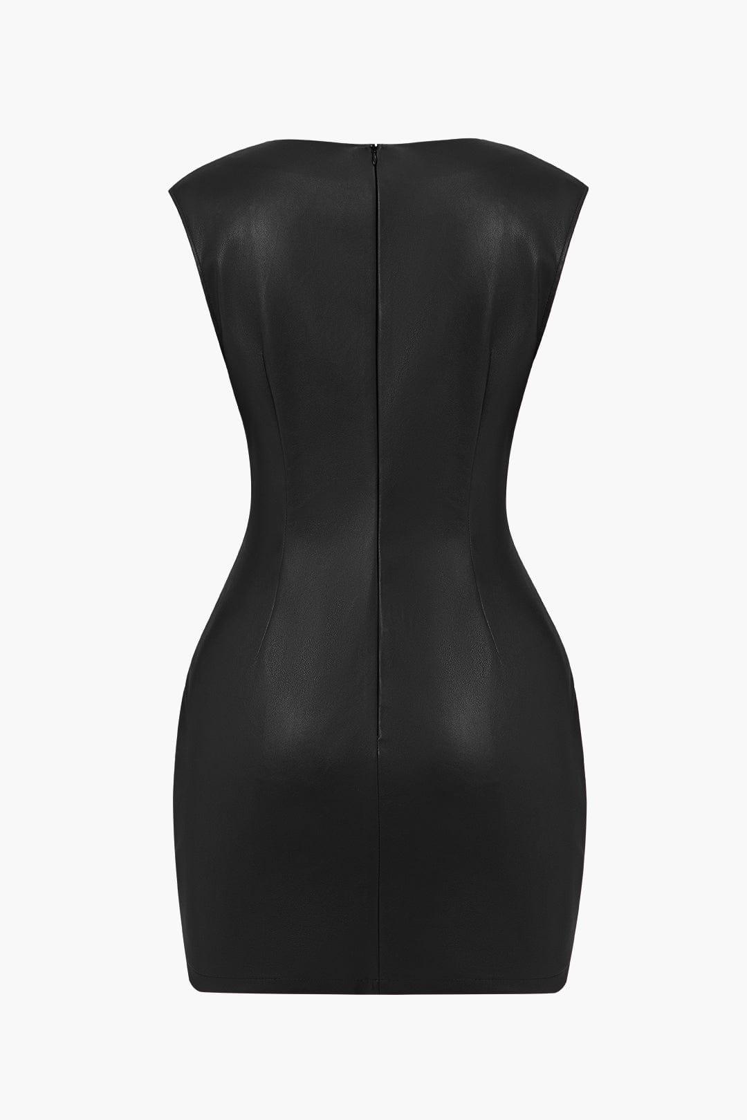 Fynelle-boutique Robes Mini robe en faux cuir froncée