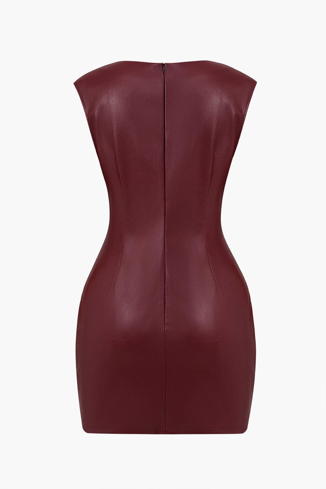 Fynelle-boutique Robes Mini robe en faux cuir froncée