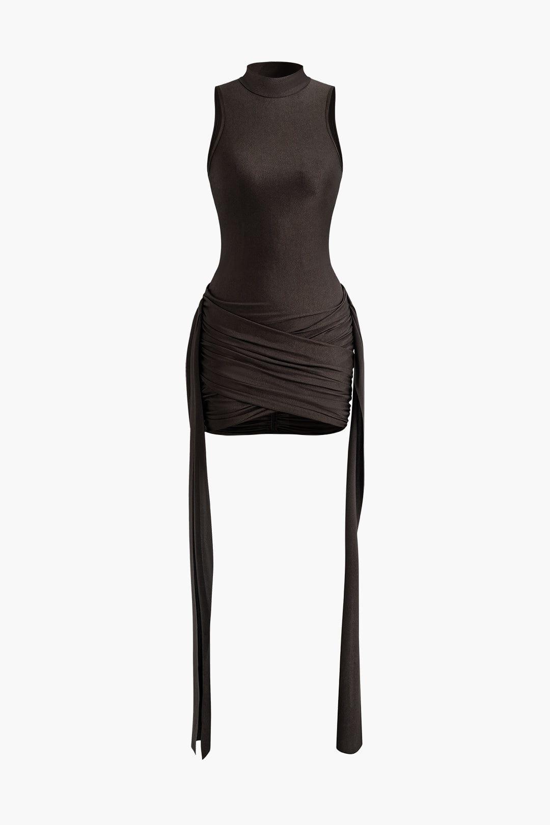 Fynelle-boutique Robes Café / S Mini robe froncée à col rond