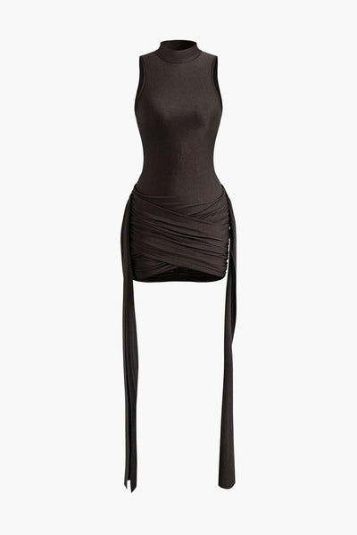 Fynelle-boutique Robes Café / S Mini robe froncée à col rond
