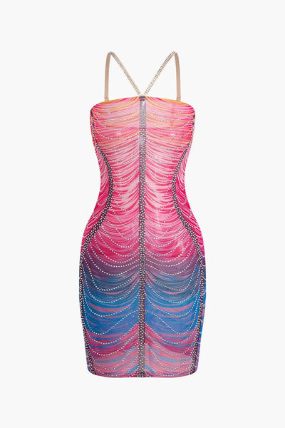 Fynelle-boutique Robes Raspberry / S Mini robe rayée arc-en-ciel