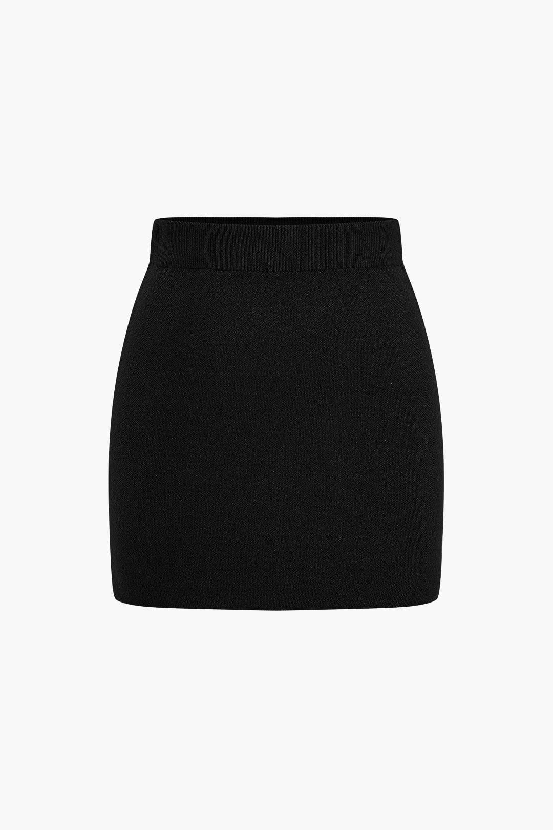 Fynelle-boutique Jupes pull-over Noir / S Minijupe en tricot uni basique