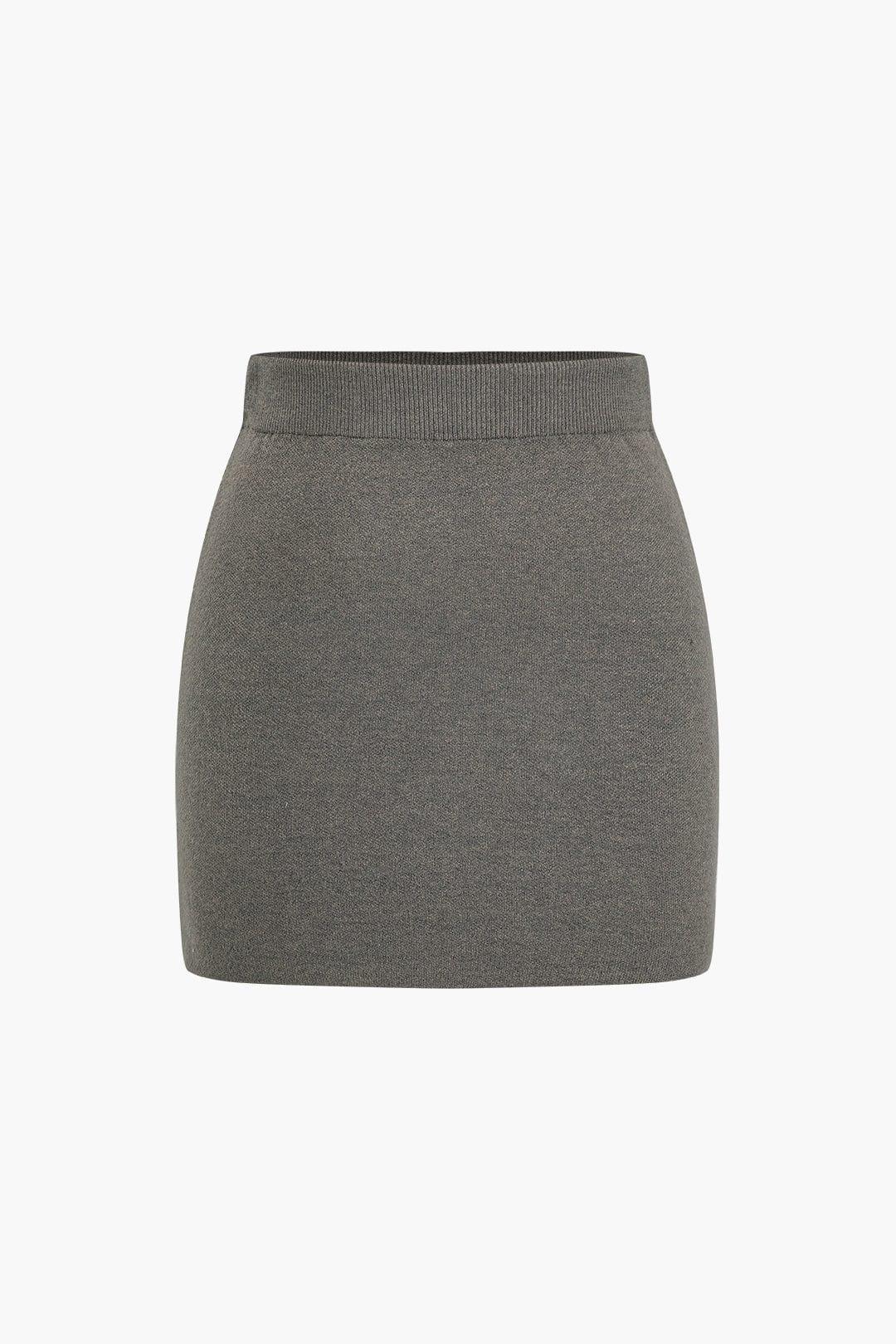 Fynelle-boutique Jupes pull-over Vison / S Minijupe en tricot uni basique