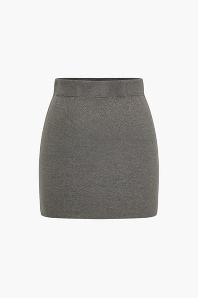 Fynelle-boutique Jupes pull-over Vison / S Minijupe en tricot uni basique