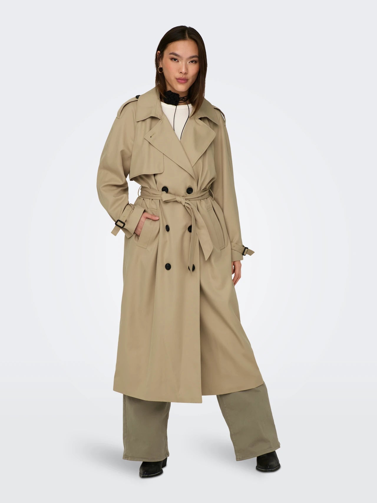 Khaki Waterproof Trenchcoat Woman