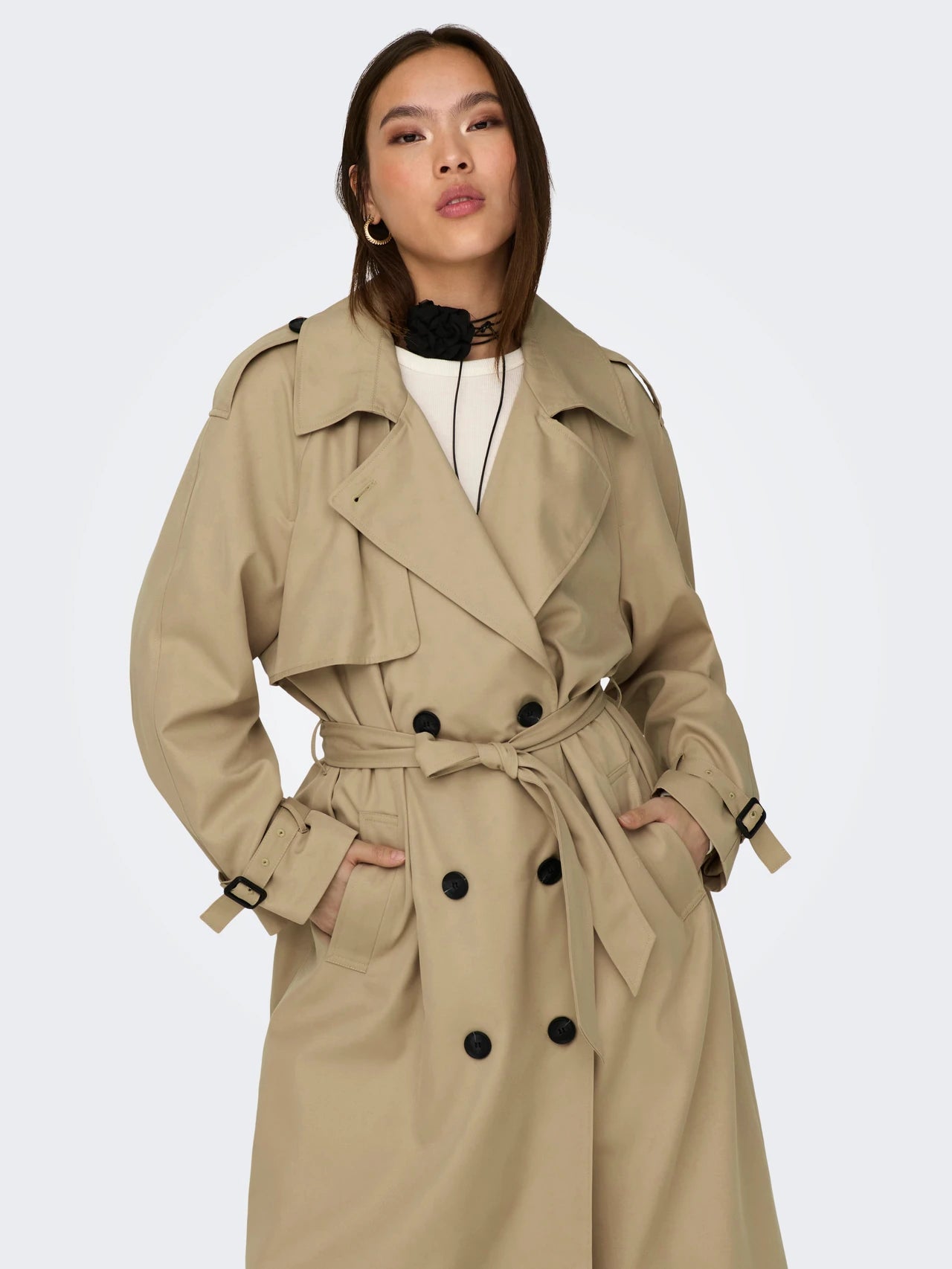 Khaki Waterproof Trenchcoat Woman