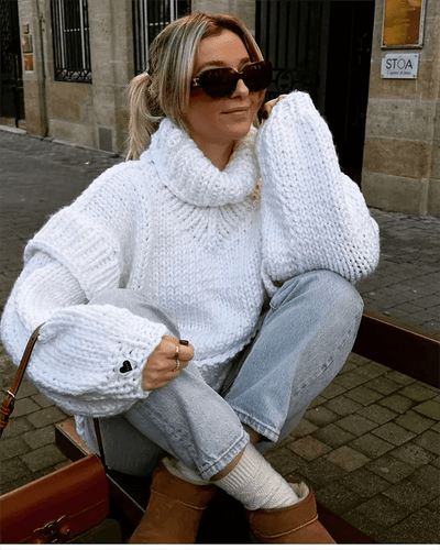 Fynelle-boutique Pulls Blanc / S Pull ample à col roulé