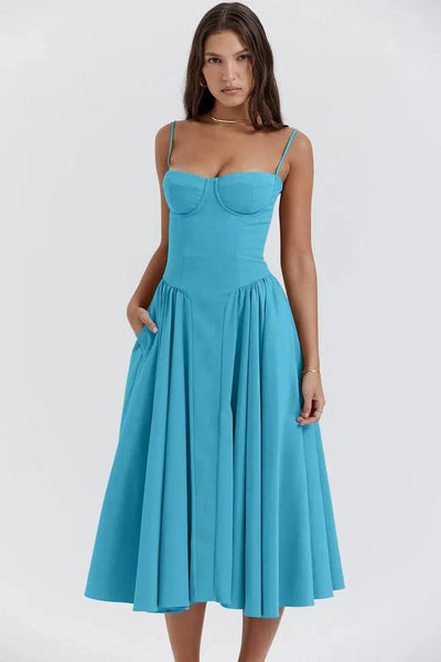 Fynelle-boutique Invité de mariage Robe Midi avec Corset