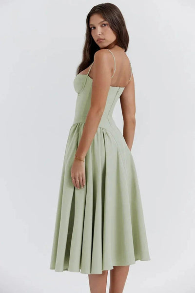 Fynelle-boutique Invité de mariage Robe Midi avec Corset