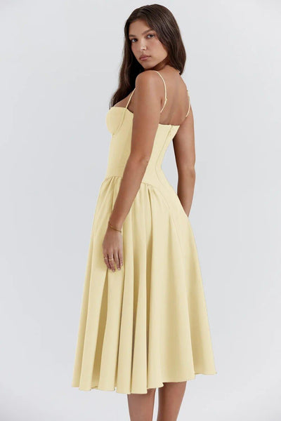 Fynelle-boutique Invité de mariage Robe Midi avec Corset