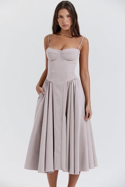 Fynelle-boutique Invité de mariage Robe Midi avec Corset