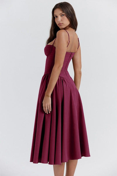 Fynelle-boutique Invité de mariage Robe Midi avec Corset