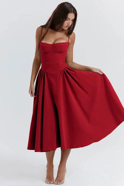 Fynelle-boutique Invité de mariage Robe Midi avec Corset